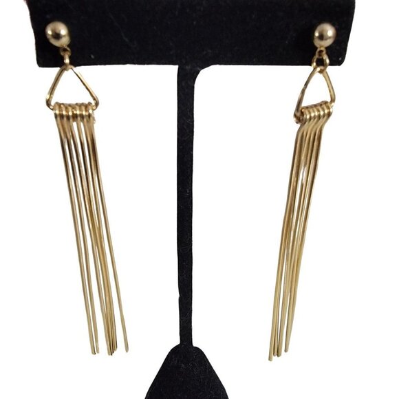 ❤️Long Metal Tassel Gold Tone Pierced Earrings NWT Retail $24 ❤️ - Picture 6 of 12